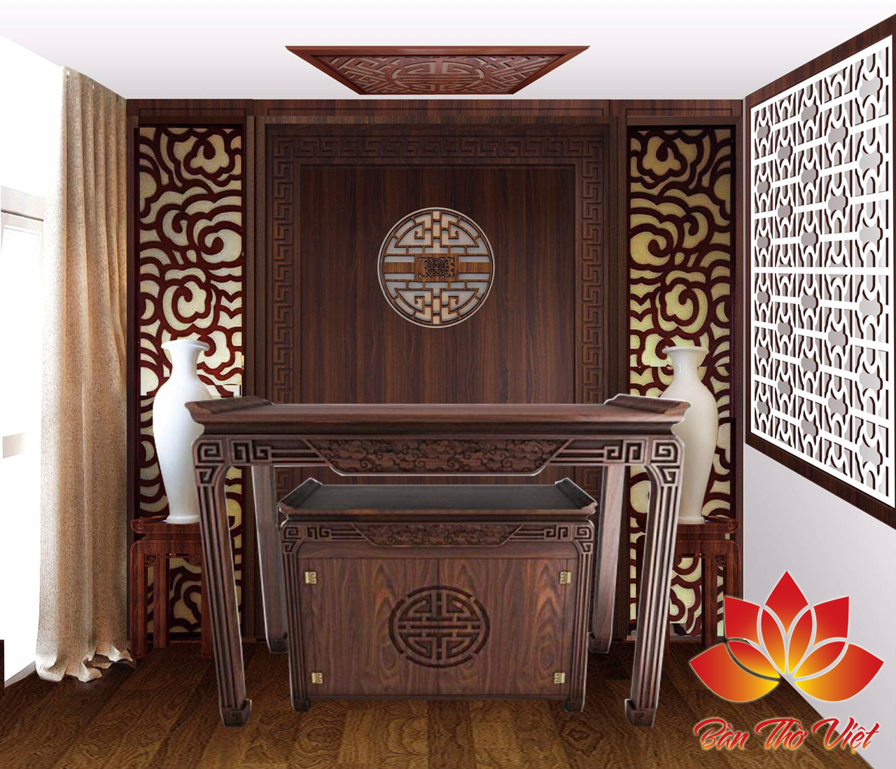 Mẫu tủ thờ gỗ dâu Đẹp - Chuẩn phong thủy | Mẫu tủ thờ mới 2018